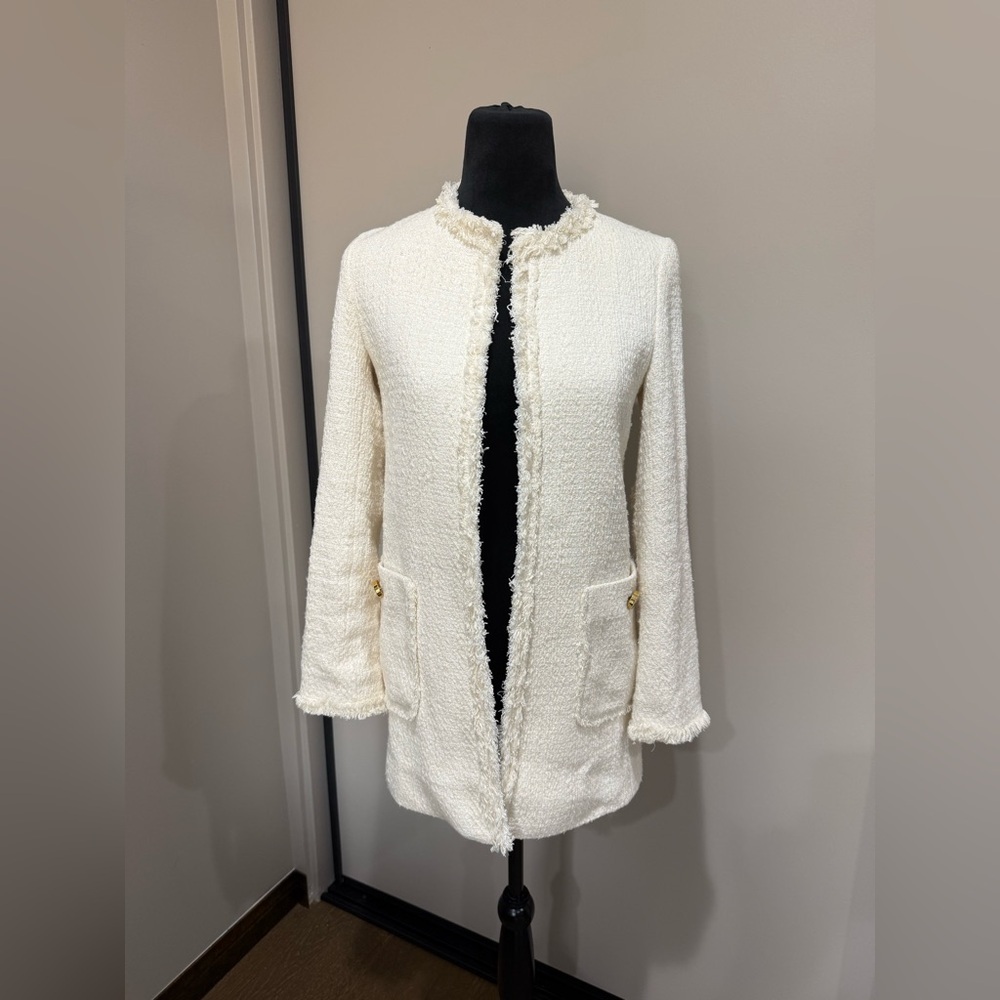 Zara Basic Collection Open-Front Tweed Jacket In … - image 1